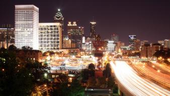 Cityscapes georgia buildings atlanta city lights long exposure wallpaper