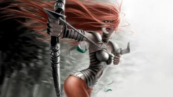 Fight long hair warriors female arrows archer wallpaper