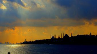 Sunset landscapes turkey turkish istanbul cami mosque wallpaper