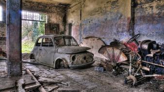 Fiat 500 hdr photography abandoned wallpaper