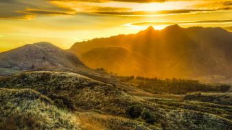 Mountains landscapes sunlight sun rays wallpaper