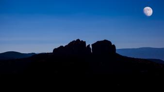 Night moon silhouettes hills rocks usa arizona wallpaper