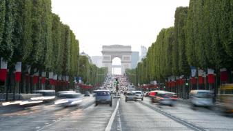 Paris france arc de triomphe avenue champs elysées wallpaper