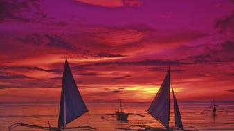 Sunset philippines boats wallpaper
