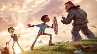 Captain america superheroes funny boys playing wallpaper