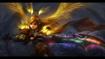 Fantasy art armor paladin girls with swords wallpaper