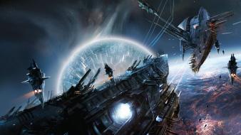 Fight surreal spaceships battles artwork lost empire wallpaper