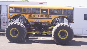 Funny school bus monster truck wallpaper