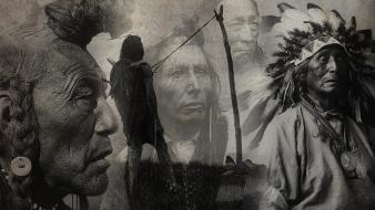 Black and white artwork native americans