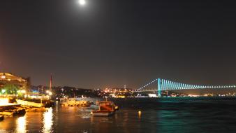 Cityscapes lights bridges istanbul bosphorus cities