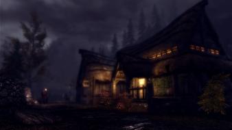 Elder scrolls v: skyrim night landscapes nights wallpaper