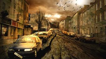 Post-apocalyptic artwork post apocalyptic street wallpaper