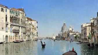 Venice italy artwork gondolas canal martin rico wallpaper