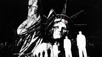 White dark people statue of liberty artwork wallpaper