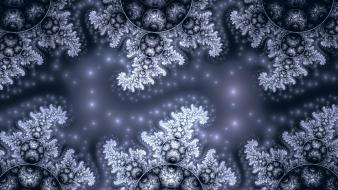 Blue fractals frost digital art raw wallpaper