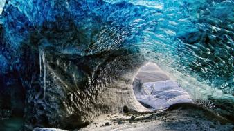 Blue landscapes nature snow ice cave wallpaper