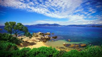 Clouds landscapes coast corsica porticcio wallpaper