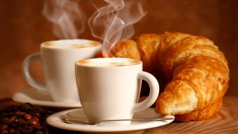 Coffee food croissants wallpaper