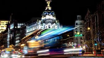 Lights traffic spain madrid city long exposure cities wallpaper