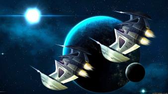 Outer space stars planets spaceships science fiction sci-fi wallpaper