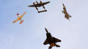 P-38 lightning formation fighter jets p-51 mustang