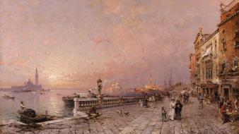 Paintings cityscapes venice italy artwork franz richard unterberger wallpaper