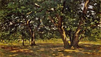 Paintings trees claude monet impressionism wallpaper