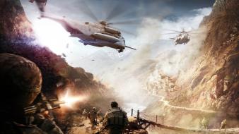 Soldiers war guns helicopters battles artwork wallpaper