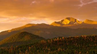 Sunset mountains landscapes nature forest national park autumn wallpaper