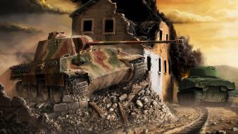 Video games ruins tanks artwork world of