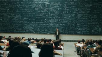 Auditorium blackboards college students university wallpaper