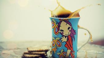Coffee cups biscuits wallpaper