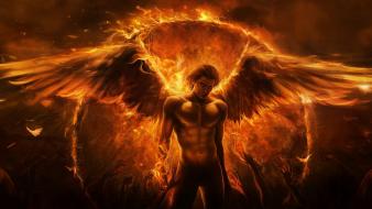 Angels fire men demonic wallpaper