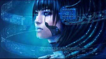 Eyes technology cyberpunk science fiction artwork wires wallpaper