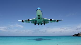 Landing aviation 747 saint martin 747-400 sea wallpaper