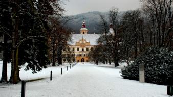 Landscapes nature snow austria castle wallpaper