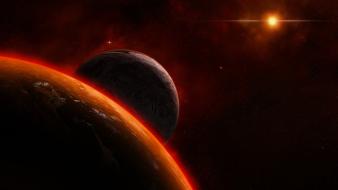 Outer space stars planets dust wallpaper