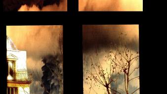 Paris window panes atomic bomb blast michael plaster wallpaper