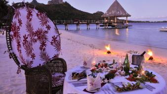Romantic dinner moana evening bora romance sea wallpaper