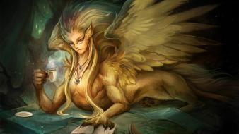 Wings fantasy art sphinx wallpaper