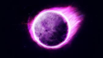 Abstract purple glowing spheres dark background wallpaper