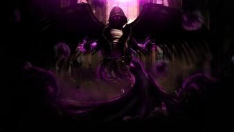 Black purple fantasy art magic sorcerer mage wallpaper
