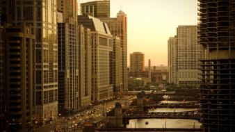 Cityscapes chicago architecture bridges urban buildings cities wallpaper