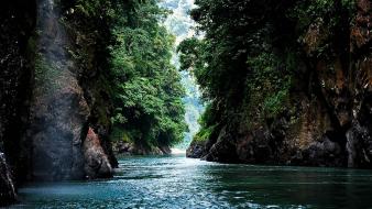 Forests rocks cliffs costa rica rivers natural wallpaper