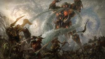 Knights fantasy art golem artwork demon wallpaper
