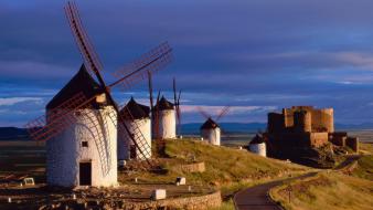 Landscapes nature spain windmills wallpaper