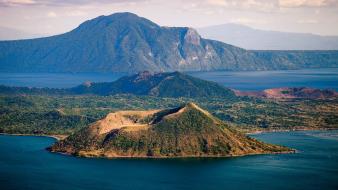 Landscapes nature volcanoes grass hills islands lakes wallpaper