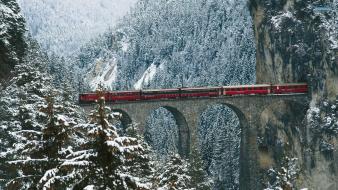 Mountains landscapes nature trains bridges railways wallpaper