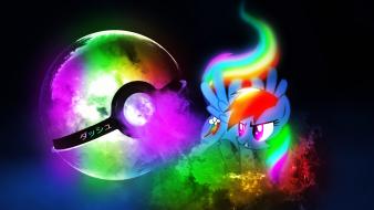Multicolor digital art artwork rainbow dash fan pokeball wallpaper