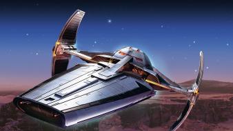 Night stars futuristic spaceships science fiction artwork wallpaper